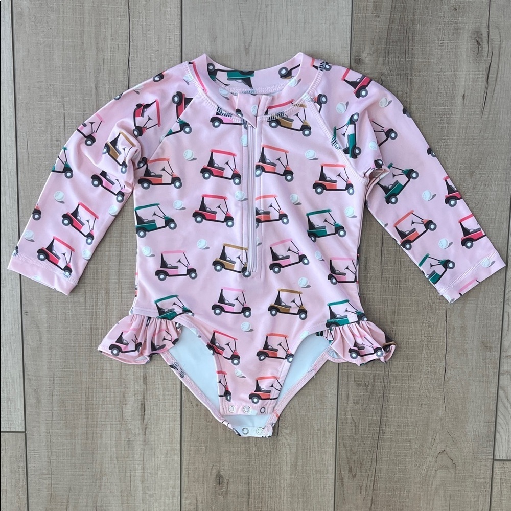 Pink Golf Cart Baby Swimsuit
